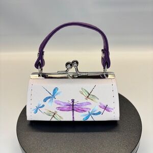 Mini Coin Purse TikTok Lipstick Kiss Clasp  Dragonfly Print Small Bag